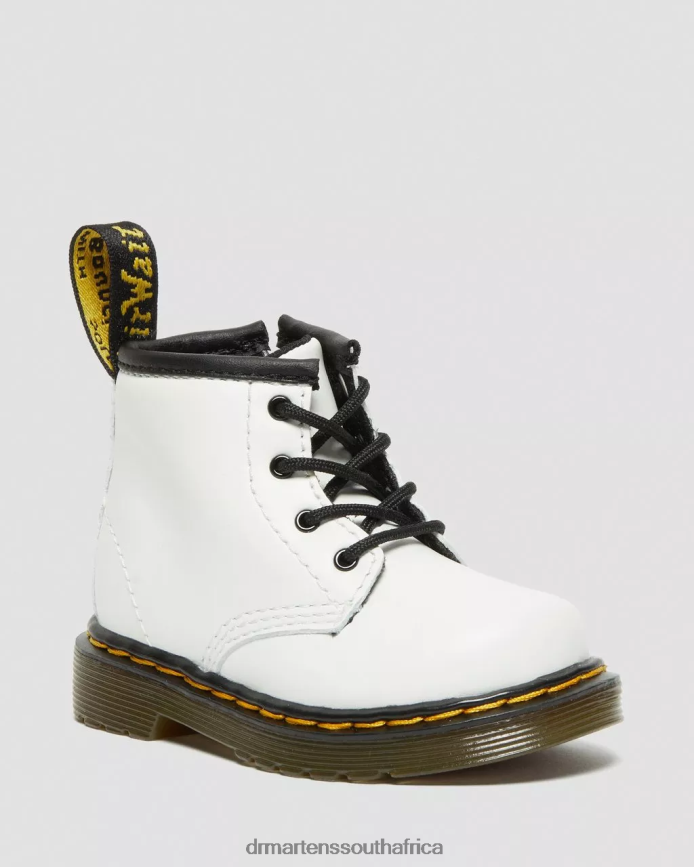 Infant 1460 Leather Lace Up Boots Dr. Martens Kids Footwear 2J208N393 White Romario