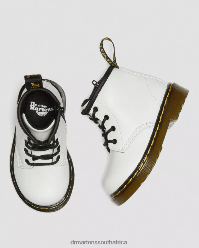 Infant 1460 Leather Lace Up Boots Dr. Martens Kids Footwear 2J208N393 White Romario