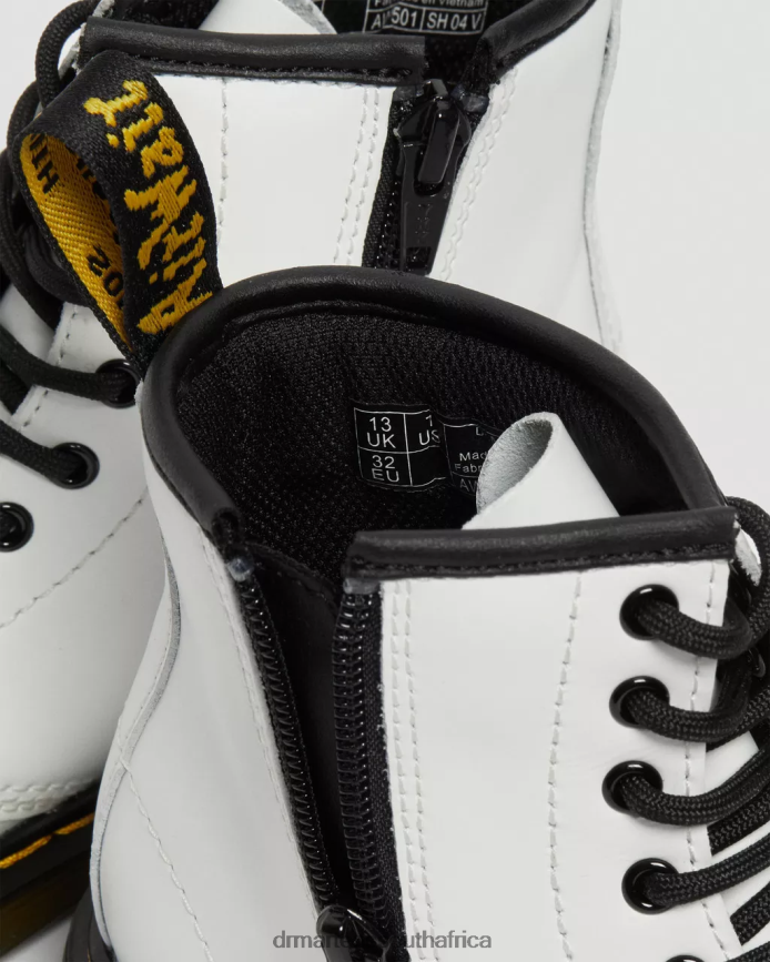 Junior 1460 Leather Lace Up Boots Dr. Martens Kids Footwear 2J208N434 White Romario