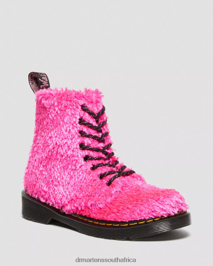 Junior 1460 Pascal Tinsel Fur Lace Up Boots Dr. Martens Kids Footwear 2J208N458 Pink Tinsel Fur