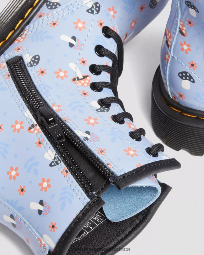 Junior 1460 Patent Woodland Lace Up Boots Dr. Martens Kids Footwear 2J208N456 Zen Blue Lucido & Patent Lamper