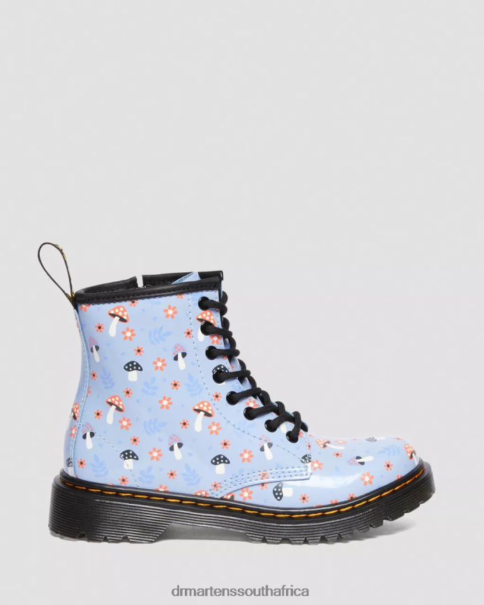 Junior 1460 Patent Woodland Lace Up Boots Dr. Martens Kids Footwear 2J208N456 Zen Blue Lucido & Patent Lamper
