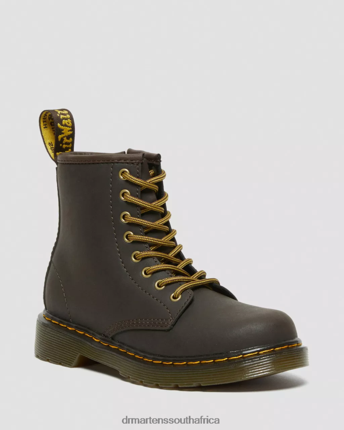 Junior 1460 Wildhorse Leather Lace Up Boots Dr. Martens Kids Footwear 2J208N440 Dark Brown Wildhorse Lamper