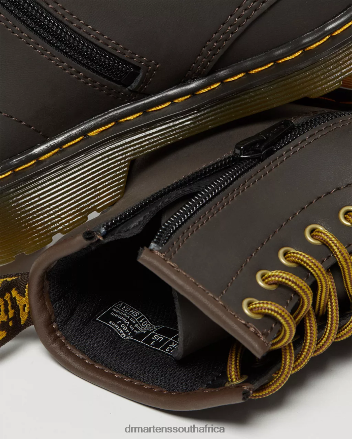 Junior 1460 Wildhorse Leather Lace Up Boots Dr. Martens Kids Footwear 2J208N440 Dark Brown Wildhorse Lamper