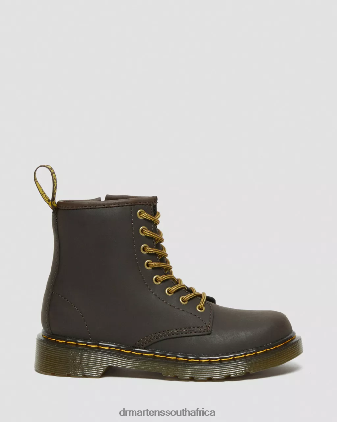 Junior 1460 Wildhorse Leather Lace Up Boots Dr. Martens Kids Footwear 2J208N440 Dark Brown Wildhorse Lamper