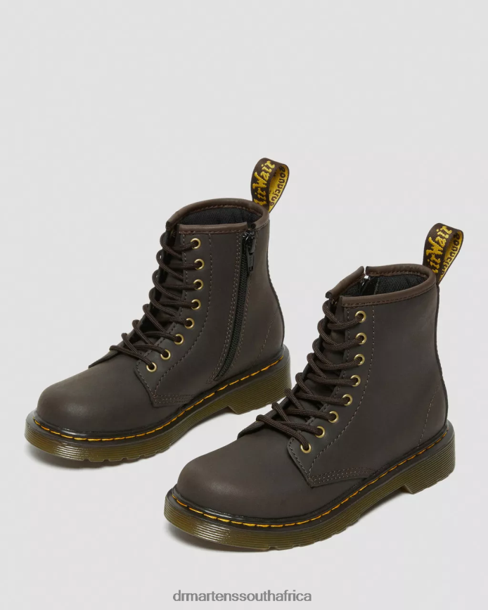 Junior 1460 Wildhorse Leather Lace Up Boots Dr. Martens Kids Footwear 2J208N440 Dark Brown Wildhorse Lamper