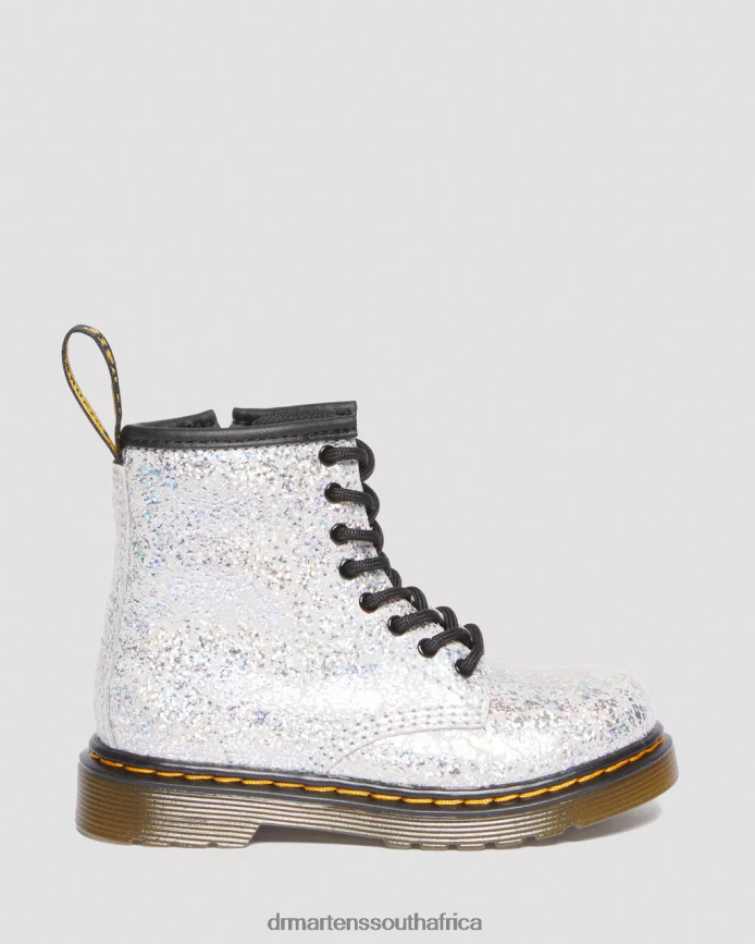 Toddler 1460 Crinkle Metallic Lace Up Boots Dr. Martens Kids Footwear 2J208N417 Grey Metallic Disco Crinkle
