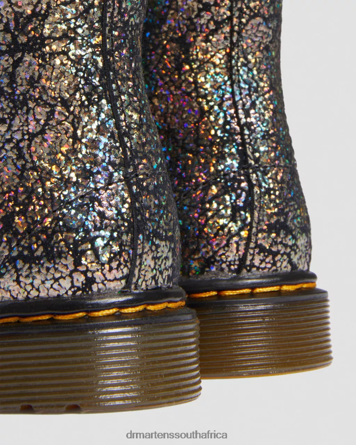 Toddler 1460 Crinkle Metallic Lace Up Boots Dr. Martens Kids Footwear 2J208N419 Black Disco Crinkle