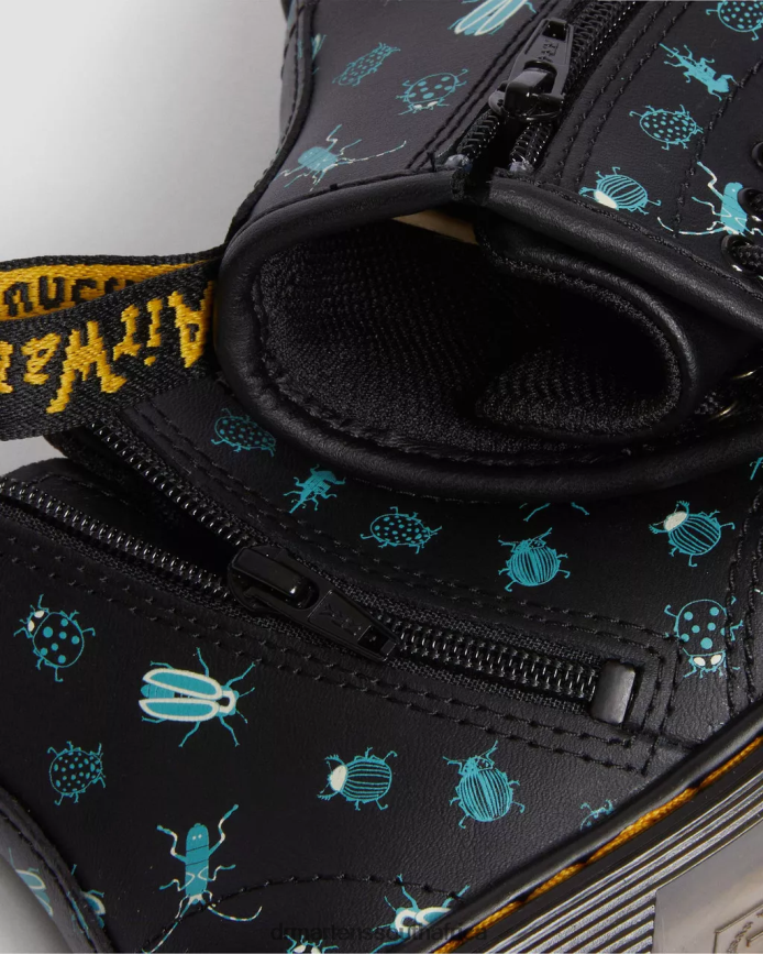 Toddler 1460 Glow in the Dark Bugs Lace Up Boots Dr. Martens Kids Footwear 2J208N420 Black Floral Mash Up K Hydro