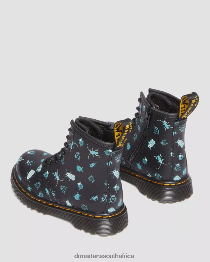 Toddler 1460 Glow in the Dark Bugs Lace Up Boots Dr. Martens Kids Footwear 2J208N420 Black Floral Mash Up K Hydro