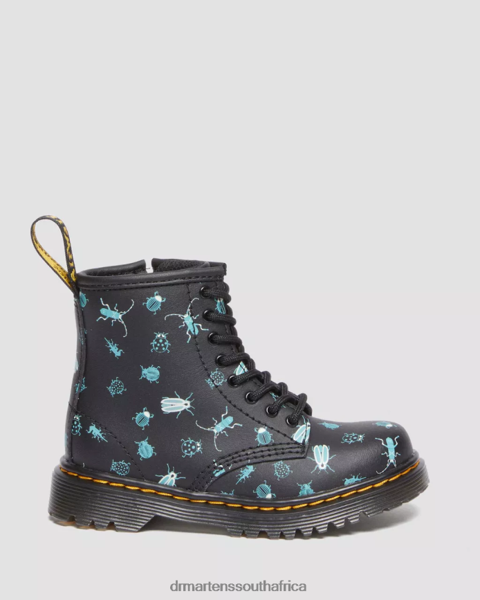Toddler 1460 Glow in the Dark Bugs Lace Up Boots Dr. Martens Kids Footwear 2J208N420 Black Floral Mash Up K Hydro