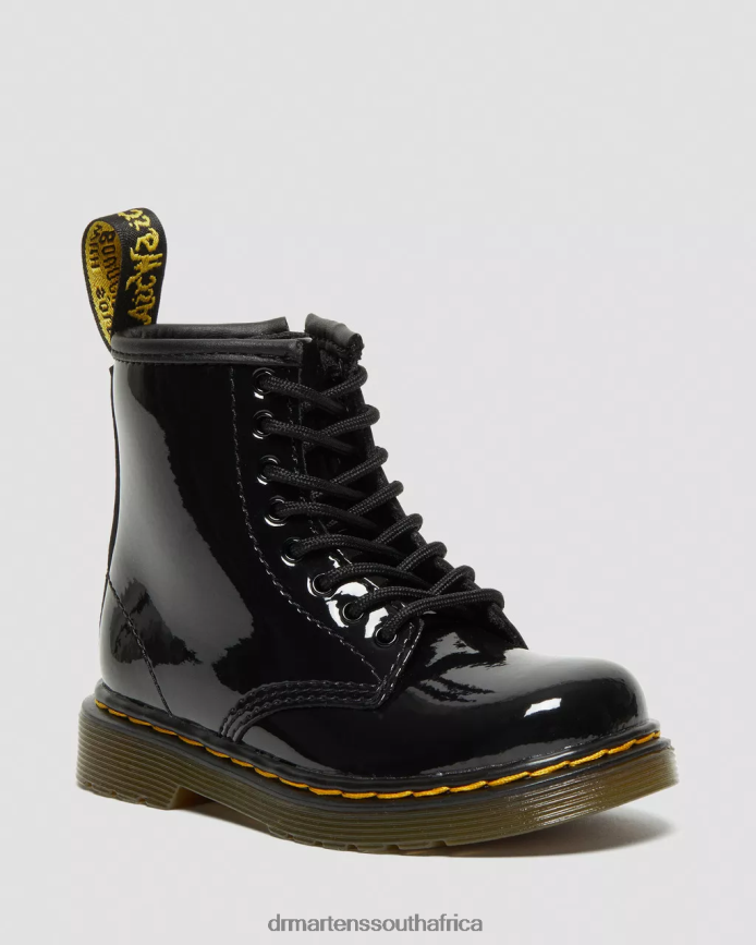 Toddler 1460 Patent Leather Lace Up Boots Dr. Martens Kids Footwear 2J208N404 Black Lucido & Patent Lamper