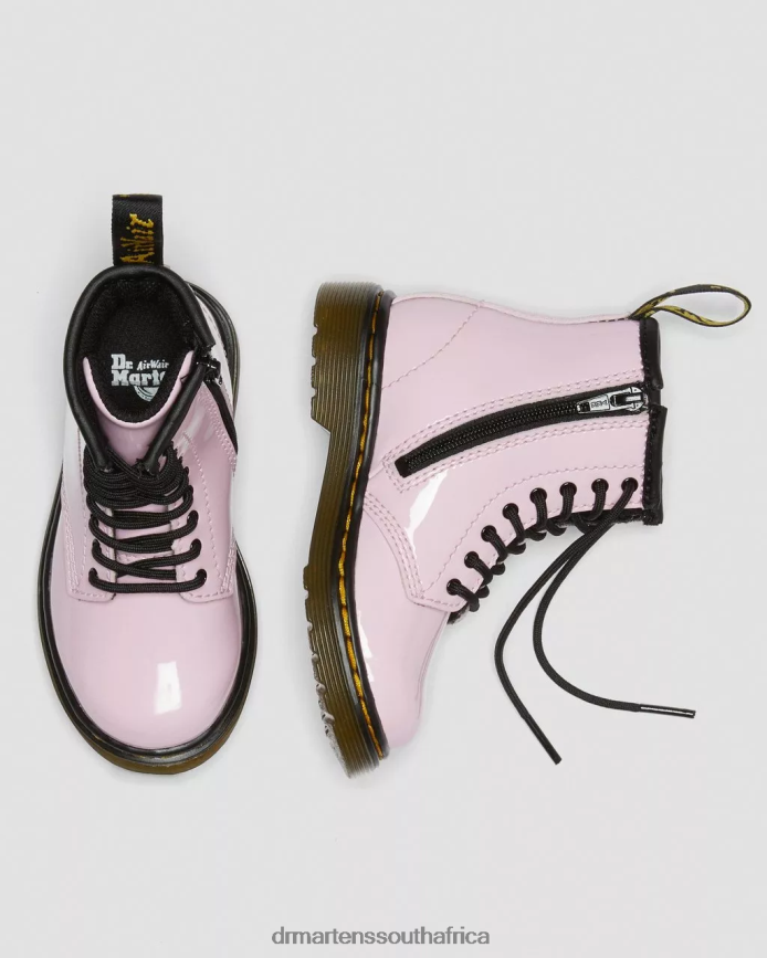 Toddler 1460 Patent Leather Lace Up Boots Dr. Martens Kids Footwear 2J208N407 Pale Pink Lucido & Patent Lamper