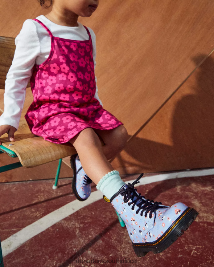 Toddler 1460 Patent Woodland Lace Up Boots Dr. Martens Kids Footwear 2J208N412 Zen Blue Lucido & Patent Lamper