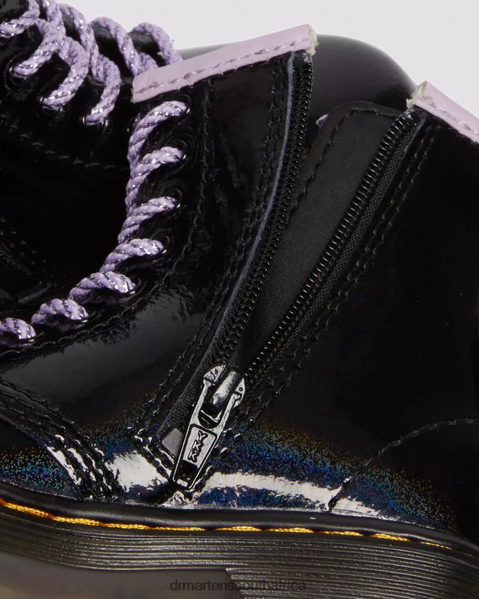Toddler 1460 Shimmer Heart Lace Up Boots Dr. Martens Kids Footwear 2J208N422 Black & Lilac Galaxy Shimmer