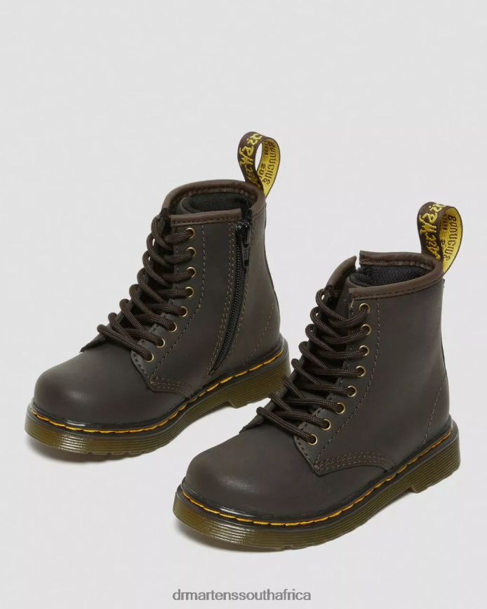 Toddler 1460 Wildhorse Leather Lace Up Boots Dr. Martens Kids Footwear 2J208N408 Dark Brown Wildhorse Lamper
