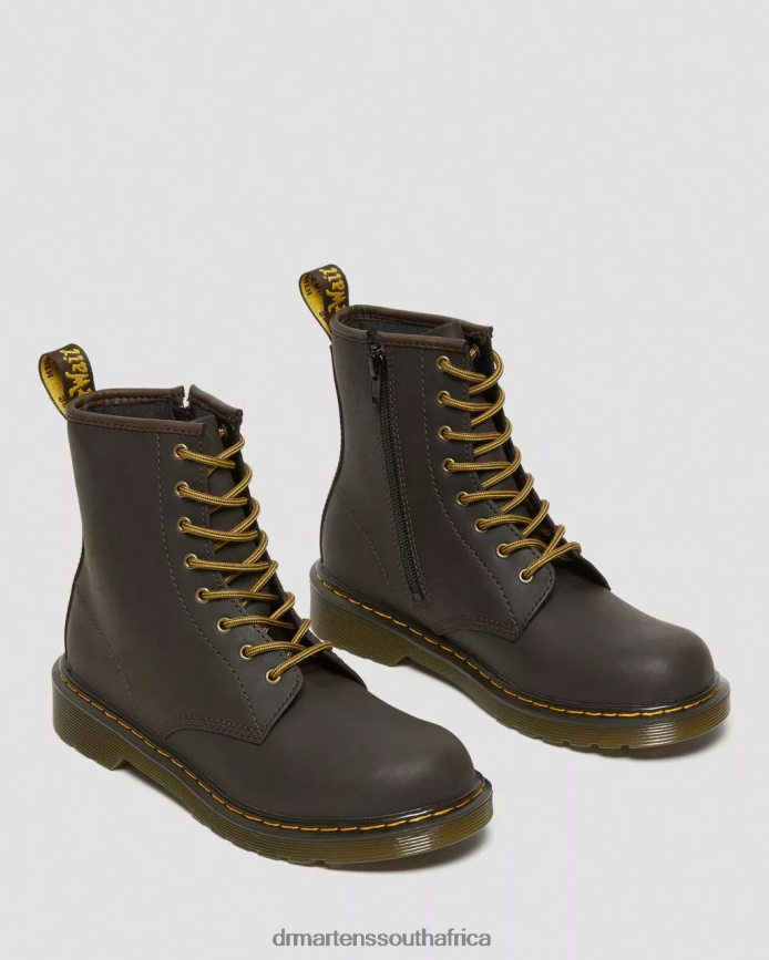 Youth 1460 Wildhorse Leather Lace Up Boots Dr. Martens Kids Footwear 2J208N462 Dark Brown Wildhorse Lamper