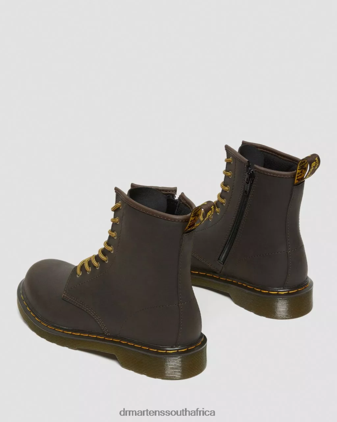 Youth 1460 Wildhorse Leather Lace Up Boots Dr. Martens Kids Footwear 2J208N462 Dark Brown Wildhorse Lamper