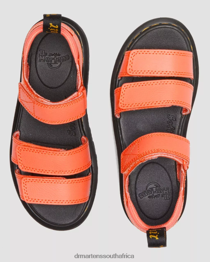 Junior Klaire Athena Leather Strap Sandals Dr. Martens Kids Footwear 2J208N448 Coral Athena
