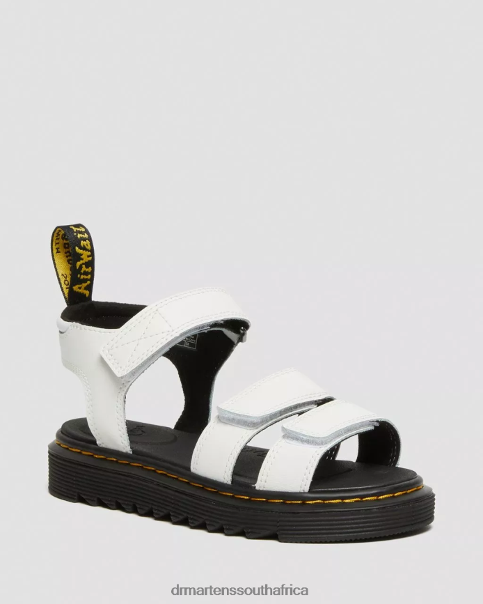 Junior Klaire Leather Strap Sandals Dr. Martens Kids Footwear 2J208N426 White T Lamper