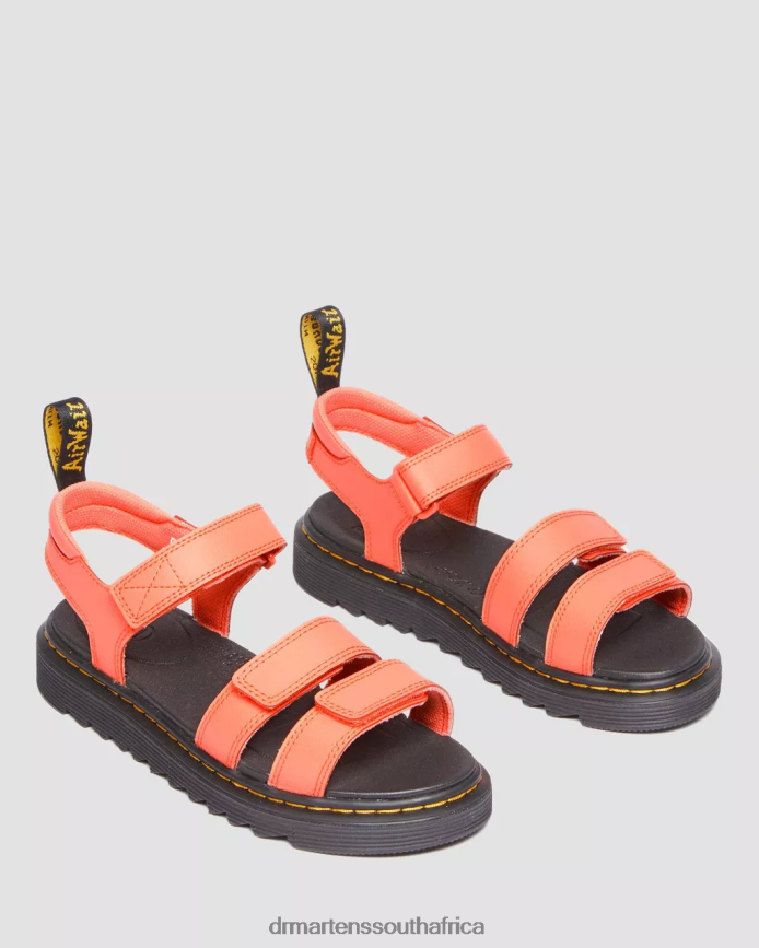 Youth Klaire Athena Leather Strap Sandals Dr. Martens Kids Footwear 2J208N467 Coral Athena