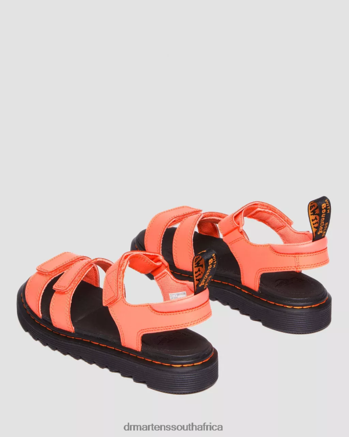Youth Klaire Athena Leather Strap Sandals Dr. Martens Kids Footwear 2J208N467 Coral Athena