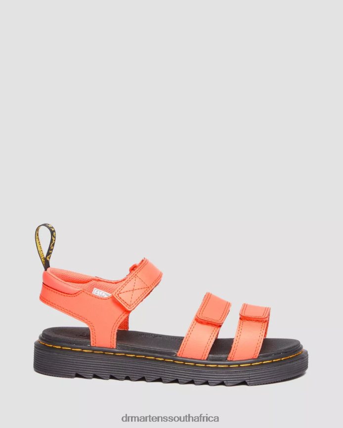Youth Klaire Athena Leather Strap Sandals Dr. Martens Kids Footwear 2J208N467 Coral Athena