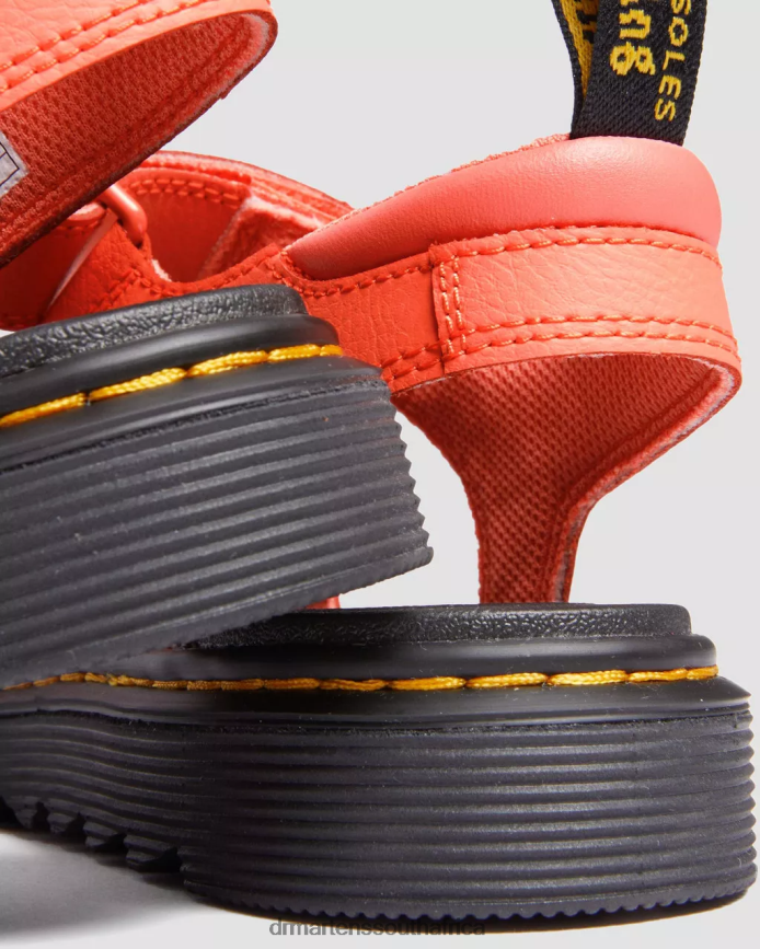 Youth Klaire Athena Leather Strap Sandals Dr. Martens Kids Footwear 2J208N467 Coral Athena