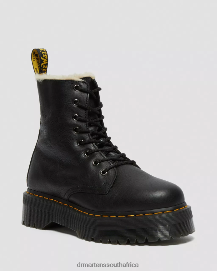 Jadon Boot Leather Faux Fur Lined Platforms Dr. Martens Unisex Footwear 2J208N207 Black Pisa