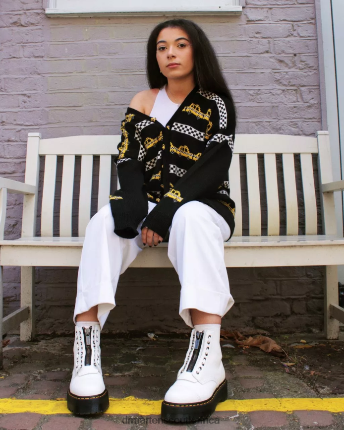 Sinclair Milled Nappa Leather Platform Boots Dr. Martens Unisex Footwear 2J208N211 White Milled Nappa