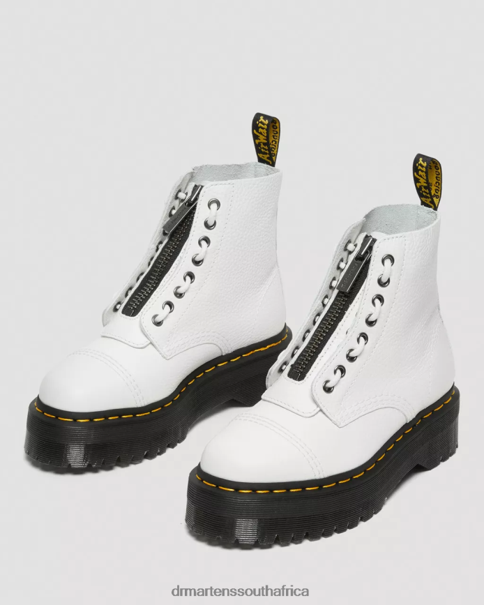 Sinclair Milled Nappa Leather Platform Boots Dr. Martens Unisex Footwear 2J208N211 White Milled Nappa
