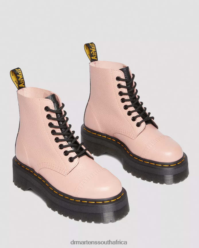 Sinclair Milled Nappa Leather Platform Boots Dr. Martens Unisex Footwear 2J208N214 Peach Beige Milled Nappa