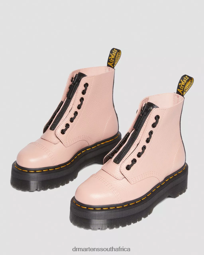 Sinclair Milled Nappa Leather Platform Boots Dr. Martens Unisex Footwear 2J208N214 Peach Beige Milled Nappa