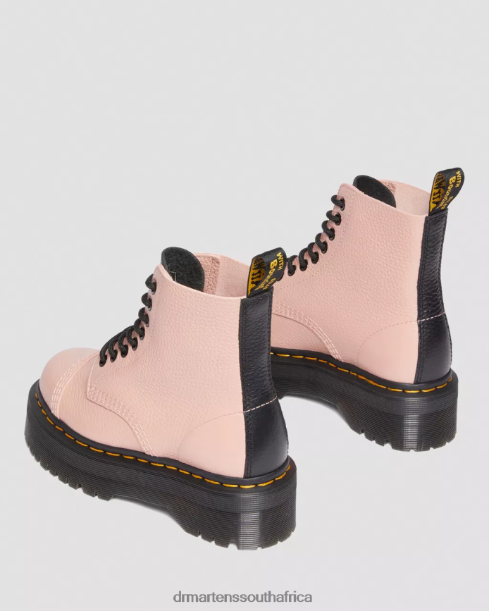 Sinclair Milled Nappa Leather Platform Boots Dr. Martens Unisex Footwear 2J208N214 Peach Beige Milled Nappa
