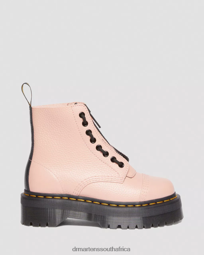 Sinclair Milled Nappa Leather Platform Boots Dr. Martens Unisex Footwear 2J208N214 Peach Beige Milled Nappa