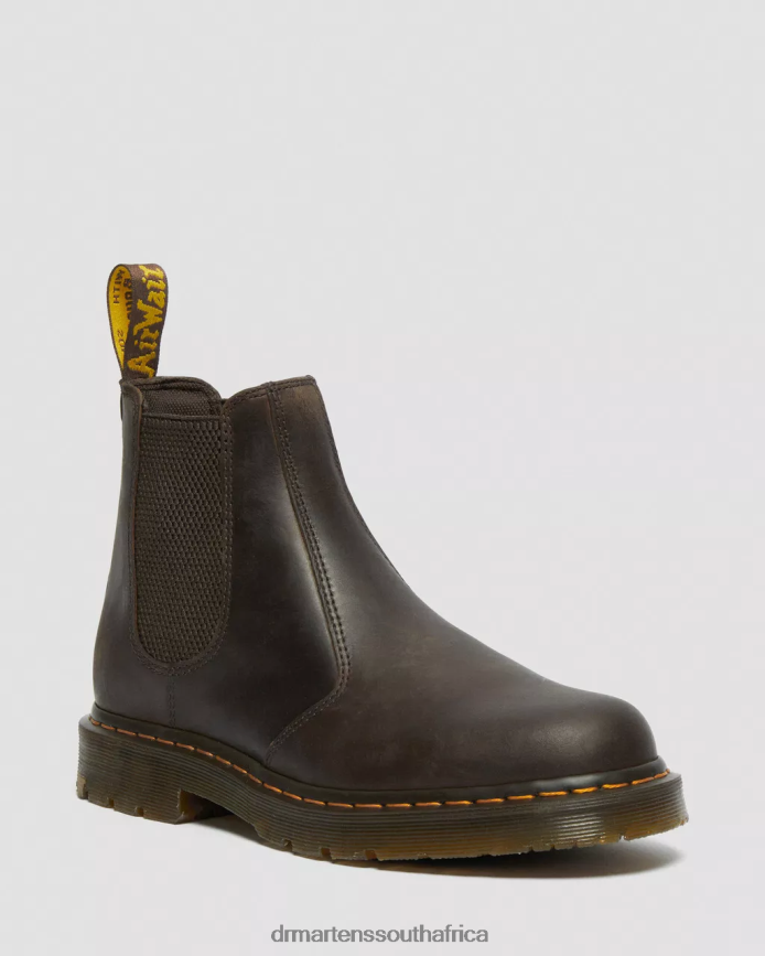 2976 Slip Resistant Leather Chelsea Boots Dr. Martens Unisex Footwear 2J208N85 Dark Brown Crazy Horse