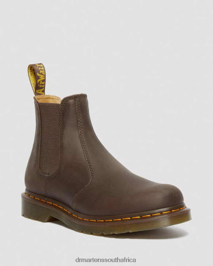 2976 Yellow Stitch Crazy Horse Leather Chelsea Boots Dr. Martens Unisex Footwear 2J208N43 Dark Brown Crazy Horse
