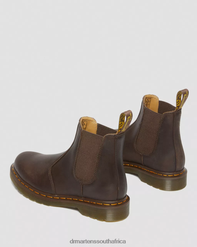 2976 Yellow Stitch Crazy Horse Leather Chelsea Boots Dr. Martens Unisex Footwear 2J208N43 Dark Brown Crazy Horse