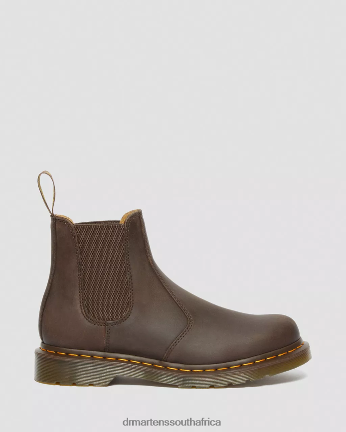 2976 Yellow Stitch Crazy Horse Leather Chelsea Boots Dr. Martens Unisex Footwear 2J208N43 Dark Brown Crazy Horse