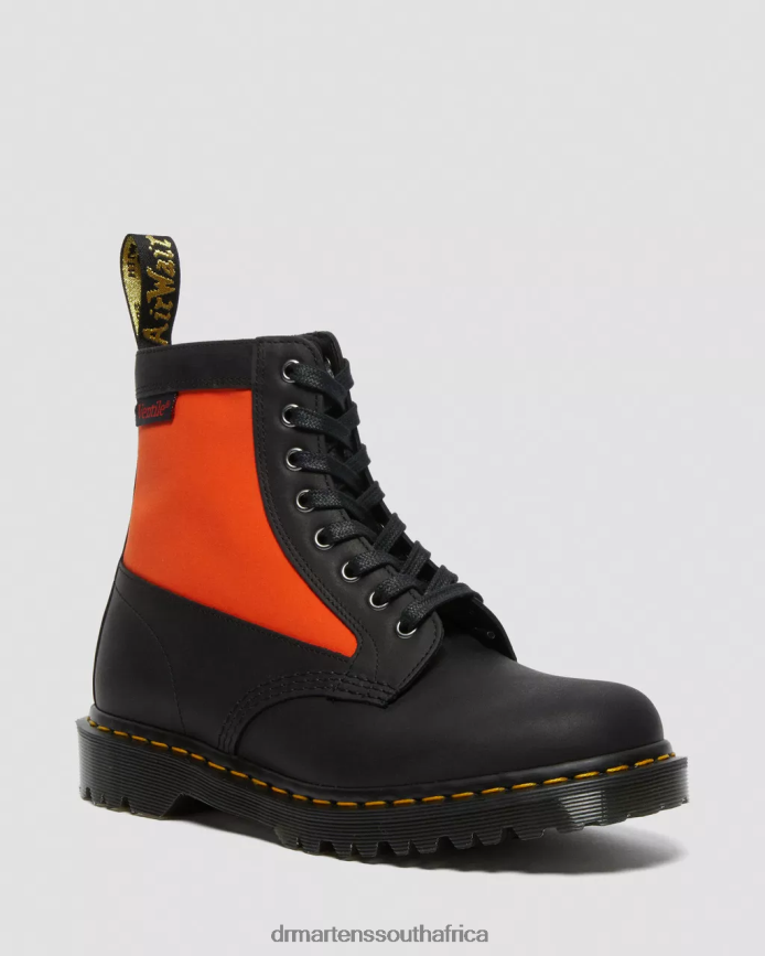 1460 Panel Made in England Leather Lace Up Boots Dr. Martens Unisex Footwear 2J208N106 Black Dockyard & Ventile