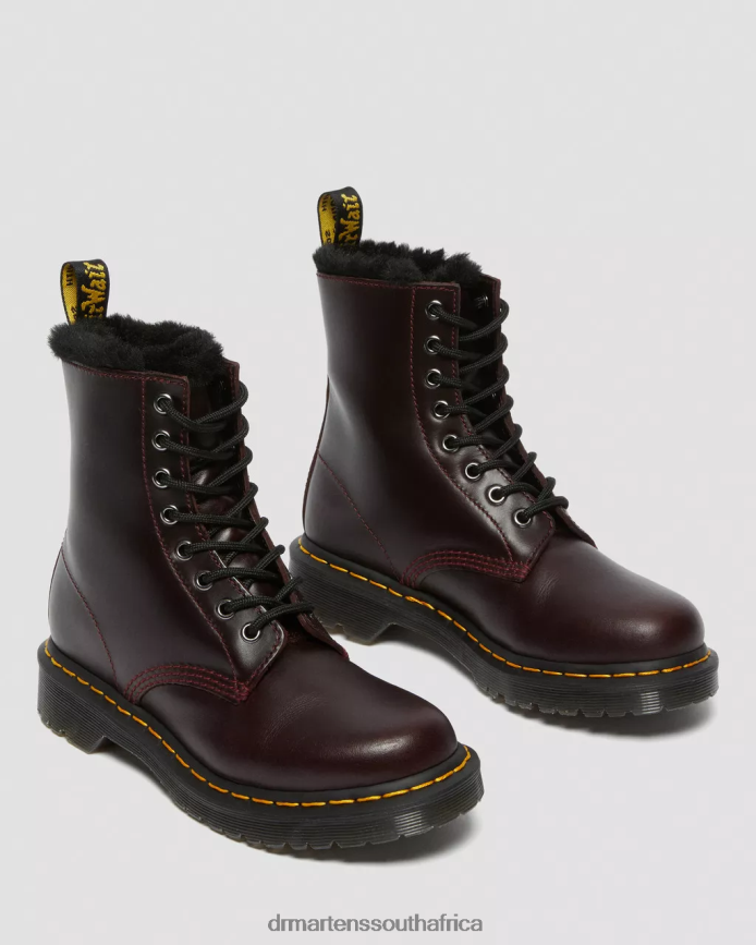 1460 Serena Faux Fur Lined Lace Up Boots Dr. Martens Unisex Footwear 2J208N201 Oxblood Atlas