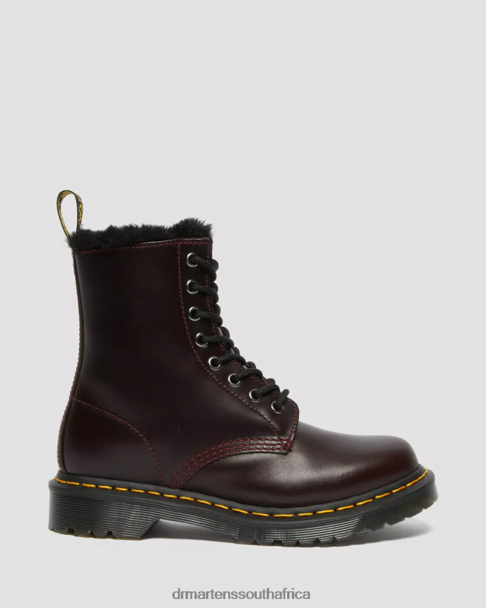 1460 Serena Faux Fur Lined Lace Up Boots Dr. Martens Unisex Footwear 2J208N201 Oxblood Atlas