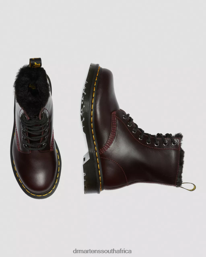 1460 Serena Faux Fur Lined Lace Up Boots Dr. Martens Unisex Footwear 2J208N201 Oxblood Atlas