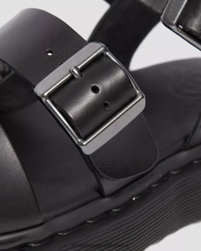 Gryphon Brando Leather Gladiator Sandals Dr. Martens Unisex Footwear 2J208N348 Black Brando