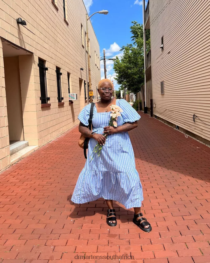 Gryphon Brando Leather Gladiator Sandals Dr. Martens Unisex Footwear 2J208N348 Black Brando