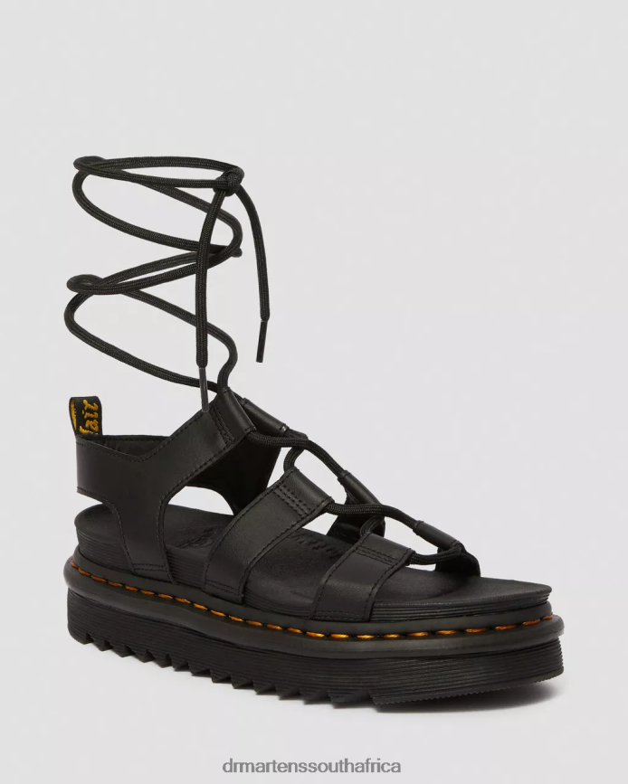 Nartilla Leather Gladiator Sandals Dr. Martens Unisex Footwear 2J208N253 Black Hydro