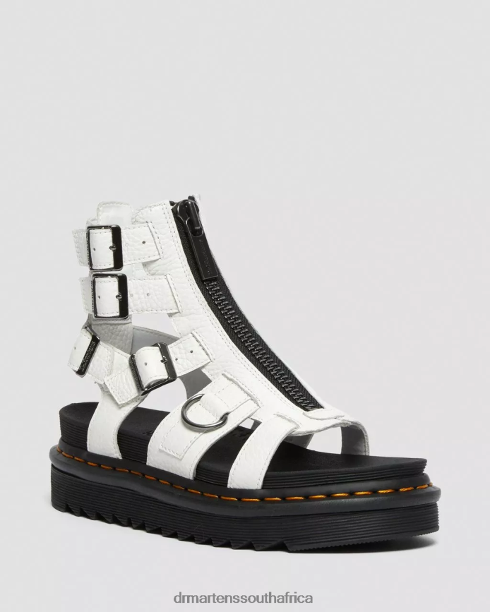 Olson Zipped Leather Strap Sandals Dr. Martens Unisex Footwear 2J208N266 White Milled Nappa