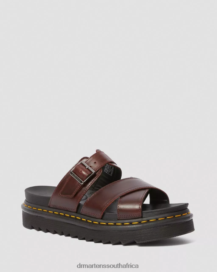 Ryker Leather Strap Slide Sandals Dr. Martens Unisex Footwear 2J208N359 Brown Brando