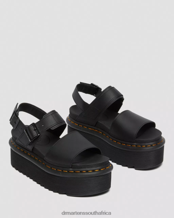 Voss Leather Strap Platform Sandals Dr. Martens Unisex Footwear 2J208N250 Black Hydro