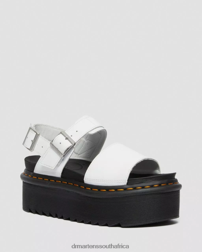 Voss Leather Strap Platform Sandals Dr. Martens Unisex Footwear 2J208N270 White Hydro